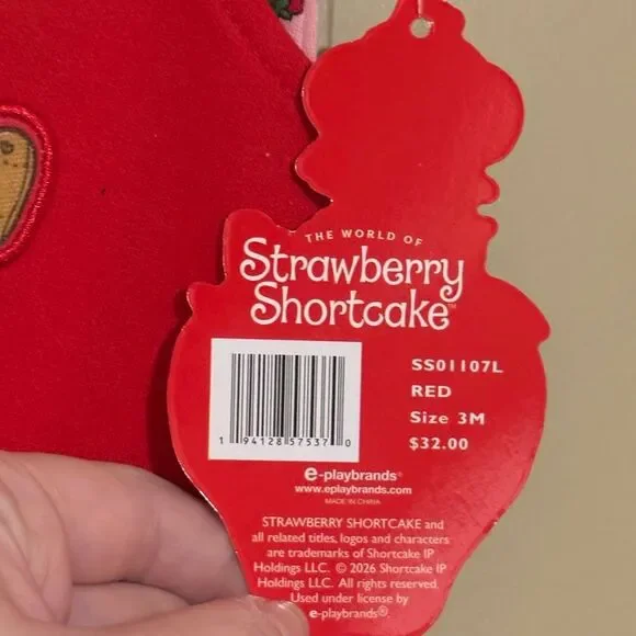 Strawberry Shortcake Baby Girl 2 Piece Set Overalls Red Pink NWT 3M 3 Month - Picture 4 of 8